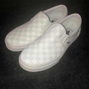 Vans white checkerboard slip-on shoes